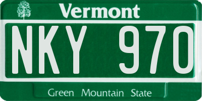 VT license plate NKY970