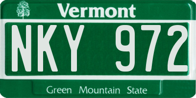 VT license plate NKY972