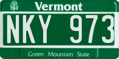 VT license plate NKY973