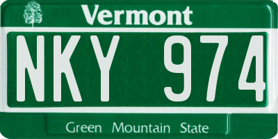 VT license plate NKY974