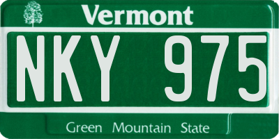 VT license plate NKY975