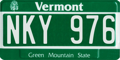 VT license plate NKY976