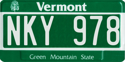 VT license plate NKY978