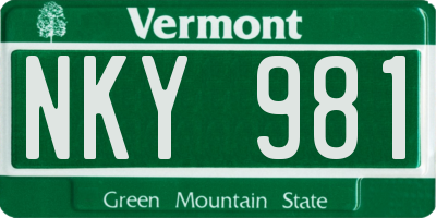 VT license plate NKY981