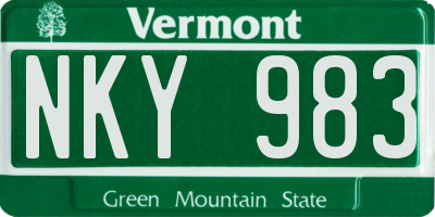 VT license plate NKY983