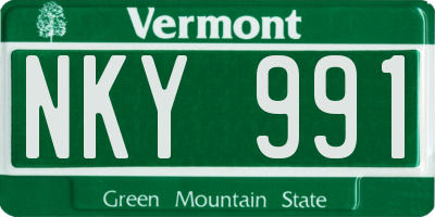 VT license plate NKY991