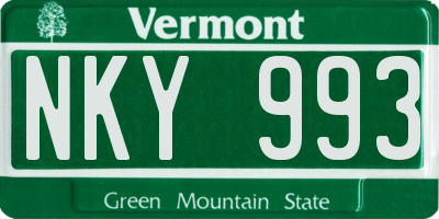VT license plate NKY993