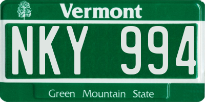 VT license plate NKY994