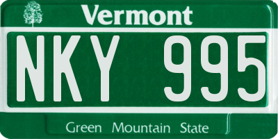 VT license plate NKY995