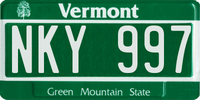 VT license plate NKY997