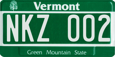VT license plate NKZ002