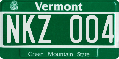 VT license plate NKZ004