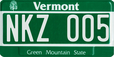 VT license plate NKZ005