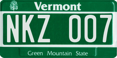 VT license plate NKZ007