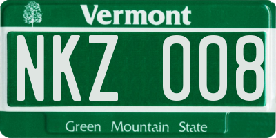 VT license plate NKZ008