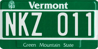 VT license plate NKZ011