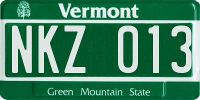 VT license plate NKZ013