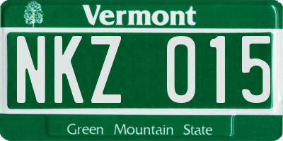 VT license plate NKZ015