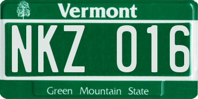 VT license plate NKZ016