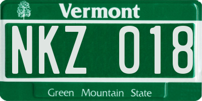 VT license plate NKZ018