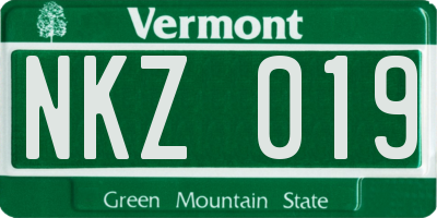 VT license plate NKZ019