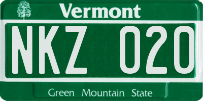 VT license plate NKZ020