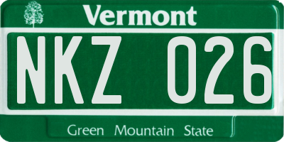 VT license plate NKZ026