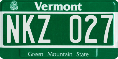 VT license plate NKZ027
