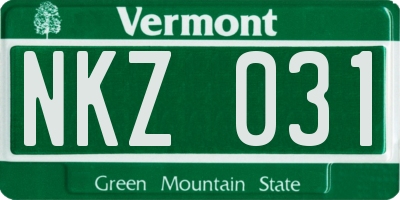 VT license plate NKZ031