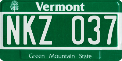 VT license plate NKZ037