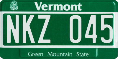 VT license plate NKZ045