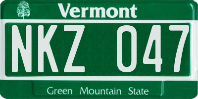 VT license plate NKZ047