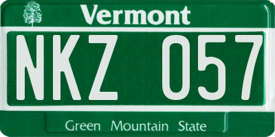 VT license plate NKZ057