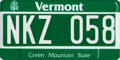 VT license plate NKZ058