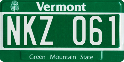 VT license plate NKZ061