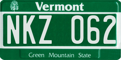 VT license plate NKZ062