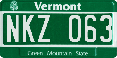 VT license plate NKZ063