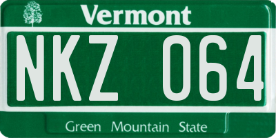 VT license plate NKZ064