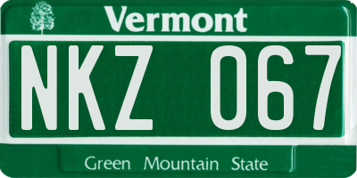 VT license plate NKZ067