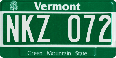 VT license plate NKZ072