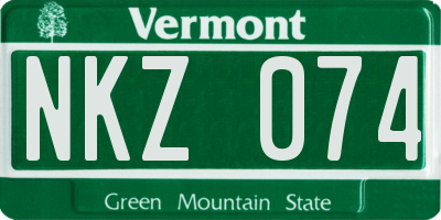VT license plate NKZ074