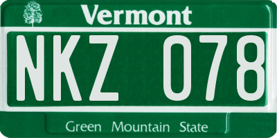 VT license plate NKZ078