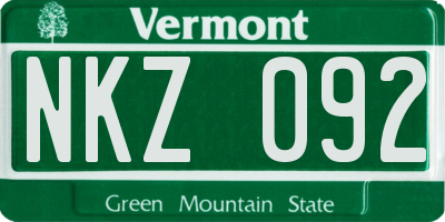 VT license plate NKZ092