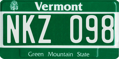 VT license plate NKZ098
