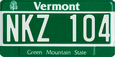 VT license plate NKZ104