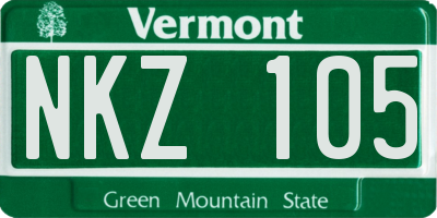 VT license plate NKZ105