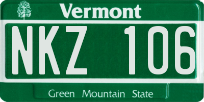 VT license plate NKZ106