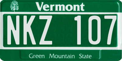 VT license plate NKZ107