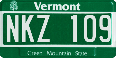 VT license plate NKZ109