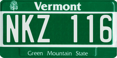 VT license plate NKZ116